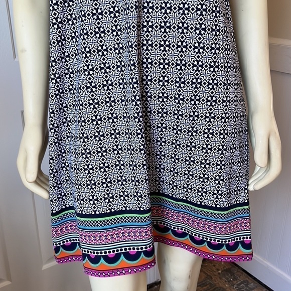 JUDE Connally Blue & White Print Off The Shoulder Mini Shift Dress S - Picture 5 of 13